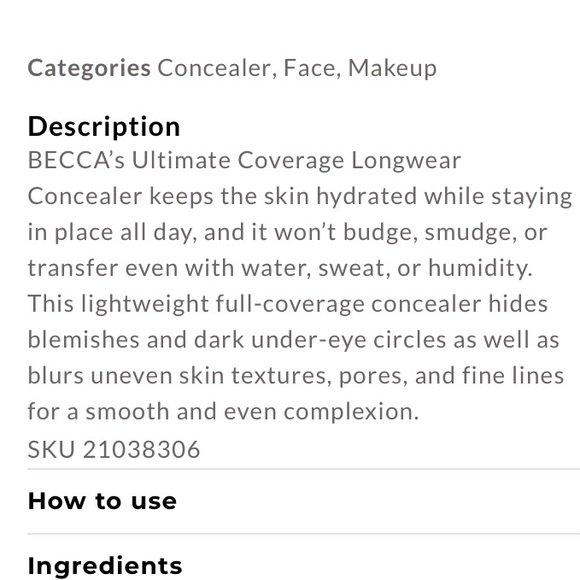 HOSTPICK❣️BECCA ultimate coverage longwear concealer - Picture 2 of 3